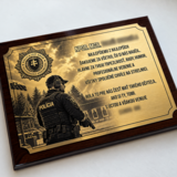 Plaketa Polícia strelec - obdĺžnik s ilustráciou