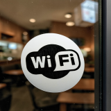 WiFi — akrylátový piktogram Circle priemer 7 cm pre hotel a penzión