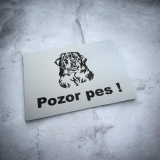 Tabuľka Pozor pes Bernský salašnícky pes — výstražná tabuľka na plot 20×15 cm