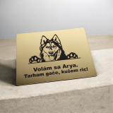 Tabuľka Pozor pes Husky — výstražná tabuľka na plot 20×15 cm
