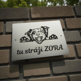 Tabuľka Pozor pes Border kólia cute — výstražná tabuľka na plot 20×15 cm