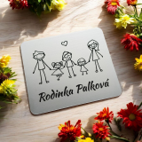 Menovka na dvere rodina — veľký chlapec a dve malé dcérky, samolepiaca menovka