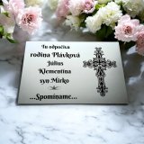 Tabuľka na hrob veľký kríž — plastová náhrobná tabuľka 30×20 cm, laserové gravírovanie