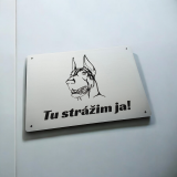 Tabuľka Pozor pes Doberman 2 — výstražná tabuľka na plot 20×15 cm