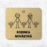 Menovka na dvere rodina s troma malými chlapcami — samolepiaca menovka