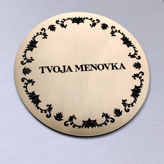 zlatá okrúhla menovka Round Ornament