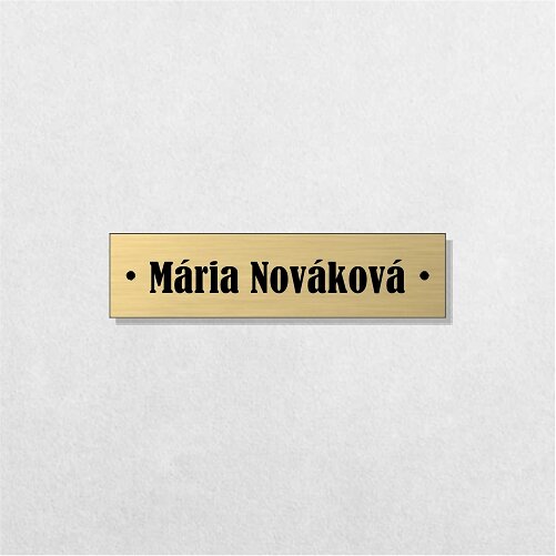 zlatá úzka menovka s dierkami 8 × 2 cm