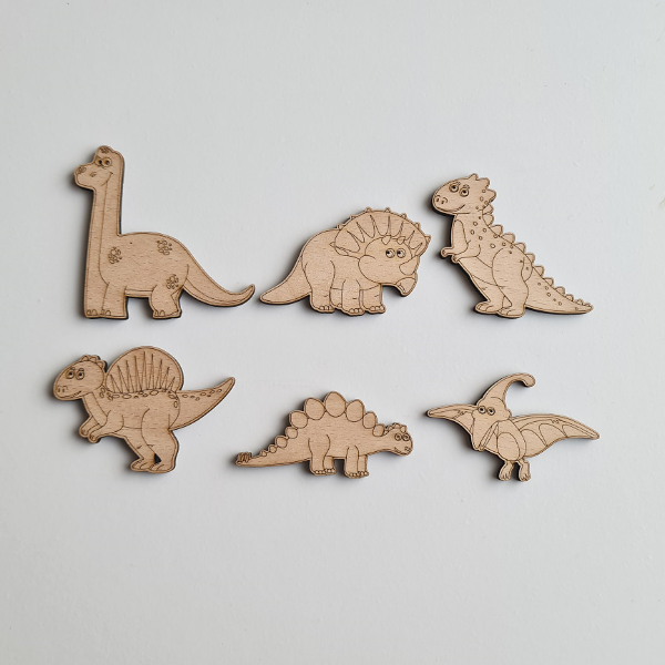 Sada drevených dinosaurov na suchý zips