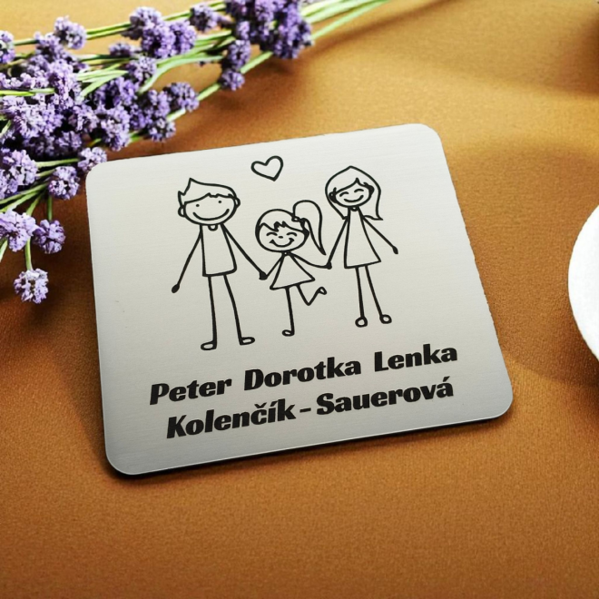 Menovka na dvere rodičia a veľká dcéra — samolepiaca akrylátová menovka