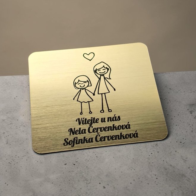 Menovka na dvere mama a dcéra
