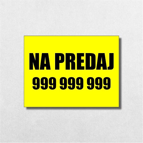 žltá tabuľka Na predaj s telefónnym číslom