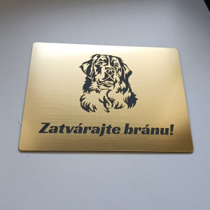 Tabuľka Pozor pes Bernský salašnícky pes — výstražná tabuľka na plot 20×15 cm