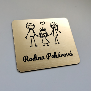 Menovka na dvere rodičia a princezná — samolepiaca akrylátová menovka
