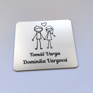 Menovka na dvere muž a žena — samolepiaca akrylátová partnerská menovka