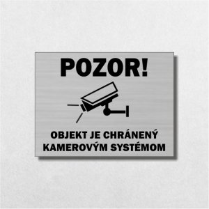 Tabuľka Pozor kamerový systém 2 — bezpečnostná tabuľka 20×15 cm