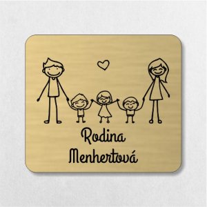 Menovka na dvere rodina — dvaja synovia a malá dcérka, samolepiaca menovka