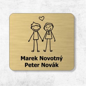 Menovka na dvere muž a muž — samolepiaca akrylátová partnerská menovka