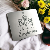 Menovka na dvere mama a dve deti — samolepiaca rodinná menovka 10×8,8 cm