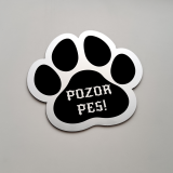 Tabuľka Pozor pes labka — výstražná tabuľka na plot 20×15 cm