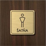 Šatňa páni — akrylátový piktogram Light square 7 × 7 cm pre hotel a prevádzku