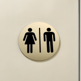 WC páni a dámy — akrylátový piktogram Circle priemer 7 cm pre hotel a kanceláriu