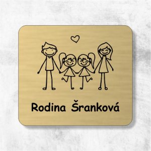 Menovka na dvere rodičia a dievčatá dvojičky — samolepiaca menovka
