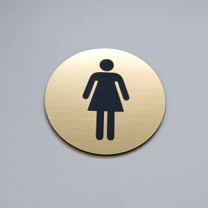 WC dámy — akrylátový piktogram Circle priemer 7 cm pre hotel a kanceláriu