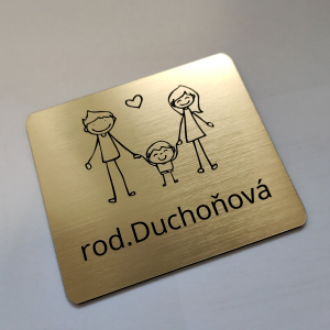 Menovka na dvere rodičia a synček — samolepiaca akrylátová menovka