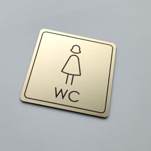 WC dámy — akrylátový piktogram Light square 7 × 7 cm pre hotel a kanceláriu