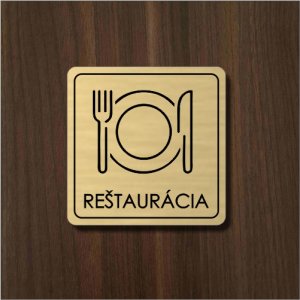 Reštaurácia — akrylátový piktogram Light square 7 × 7 cm pre hotel a penzión