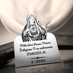 Tabuľka na hrob Panna Mária — plastová náhrobná tabuľka 15×11 cm, laserové gravírovanie