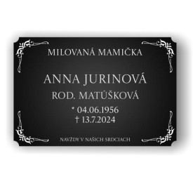 Tabuľka na hrob ornament